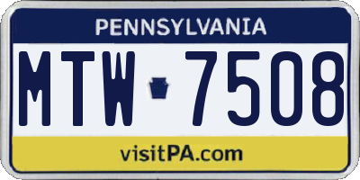PA license plate MTW7508