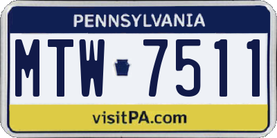 PA license plate MTW7511