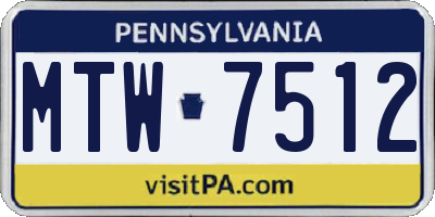 PA license plate MTW7512