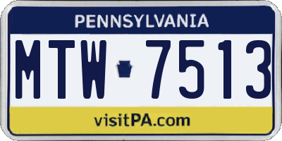 PA license plate MTW7513