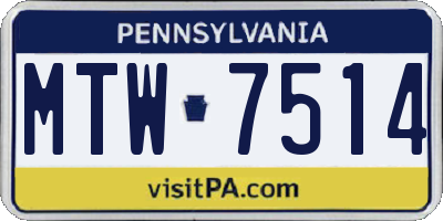 PA license plate MTW7514