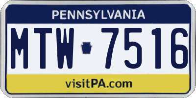 PA license plate MTW7516