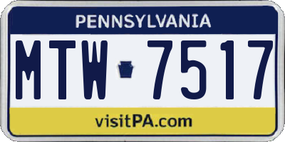 PA license plate MTW7517
