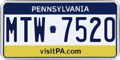 PA license plate MTW7520