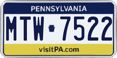 PA license plate MTW7522