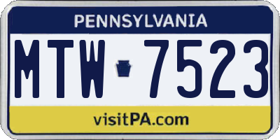 PA license plate MTW7523