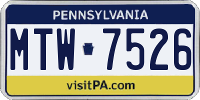 PA license plate MTW7526
