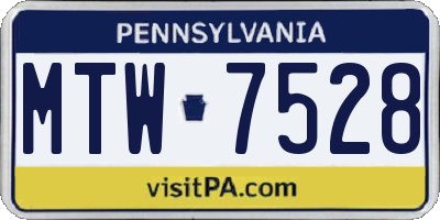 PA license plate MTW7528