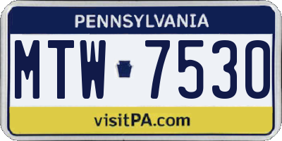 PA license plate MTW7530