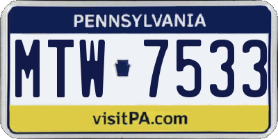 PA license plate MTW7533