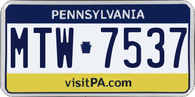 PA license plate MTW7537