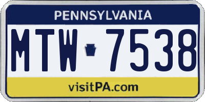 PA license plate MTW7538