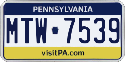 PA license plate MTW7539