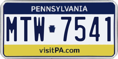 PA license plate MTW7541