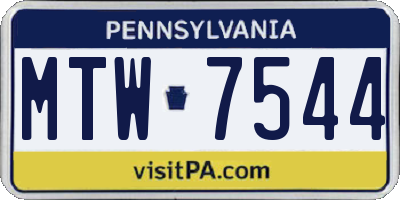 PA license plate MTW7544