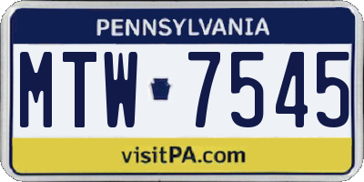 PA license plate MTW7545