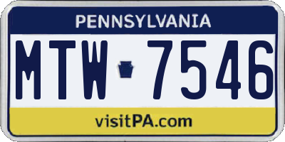 PA license plate MTW7546