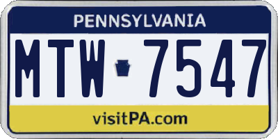 PA license plate MTW7547