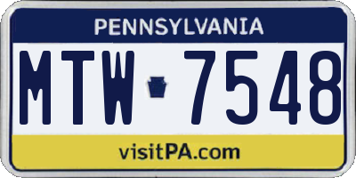 PA license plate MTW7548