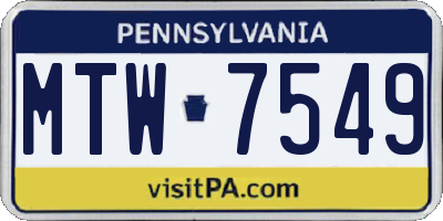 PA license plate MTW7549
