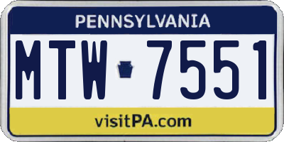 PA license plate MTW7551