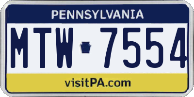 PA license plate MTW7554