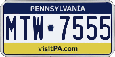 PA license plate MTW7555