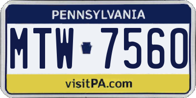 PA license plate MTW7560