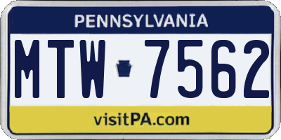 PA license plate MTW7562