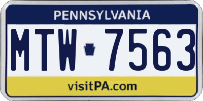 PA license plate MTW7563