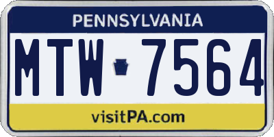 PA license plate MTW7564