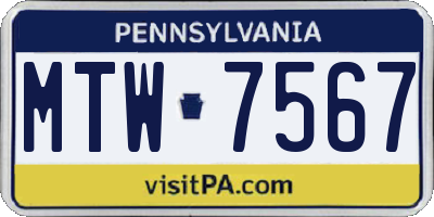 PA license plate MTW7567