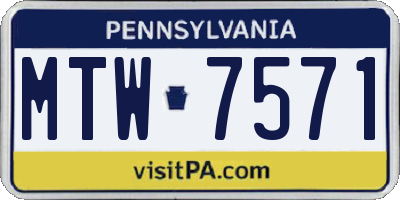PA license plate MTW7571