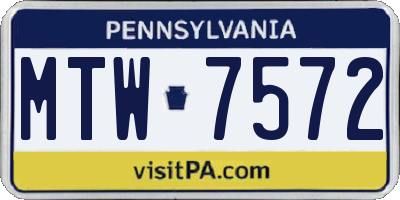 PA license plate MTW7572