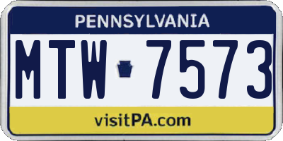 PA license plate MTW7573