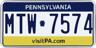 PA license plate MTW7574