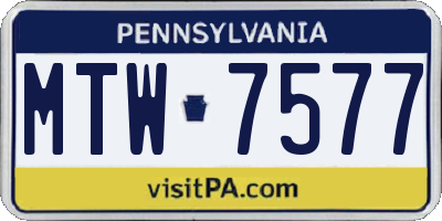 PA license plate MTW7577