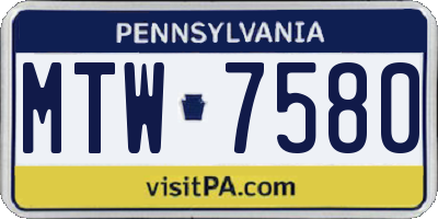 PA license plate MTW7580