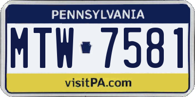 PA license plate MTW7581