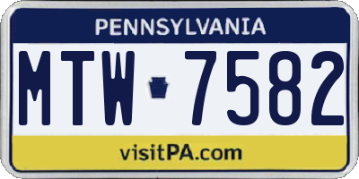 PA license plate MTW7582