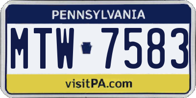PA license plate MTW7583