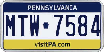 PA license plate MTW7584