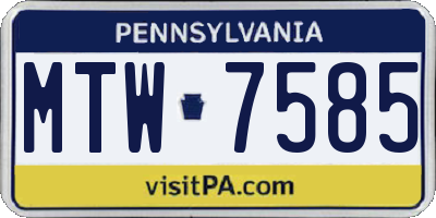 PA license plate MTW7585