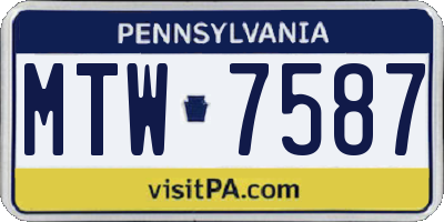 PA license plate MTW7587