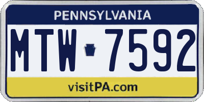 PA license plate MTW7592