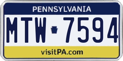 PA license plate MTW7594