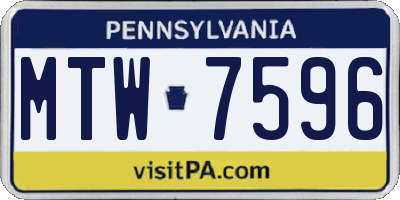 PA license plate MTW7596