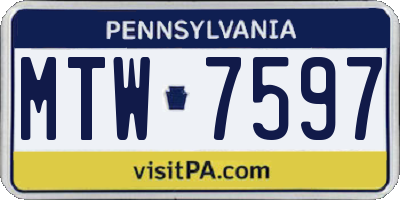 PA license plate MTW7597