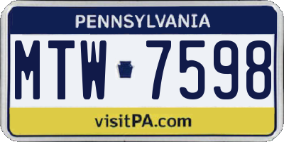 PA license plate MTW7598
