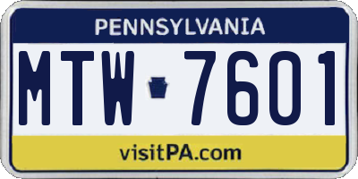 PA license plate MTW7601